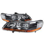 DNA MOTORING Pair of Headlights Compatible with 98-02 Honda Accord,Black/Amber,HL-OH-HA98-BK-AB