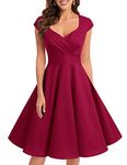 Bbonlinedress Womens Summer Cocktail Vintage 1950s Retro Dress Wedding Swing Prom Party Dress Dark Red M