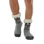 WYTartist Mens Slipper Socks with Grips Super Soft Warm Cozy Fuzzy Fleece-lined Winter Socks Home Socks (Grey)