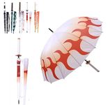 ZNLVZSH Demon Slayer Samurai Umbrella,anime Cosplay Ninja Katana Sun Protection Umbrella, 16 Bones 210t Waterproof Windproof Strong 1:1 Anime Handle 3d Printing 106 Cm, Rengoku Kyoujurou