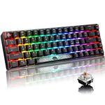 60% Mechanical Gaming Keyboard Compact Type C Wired 68 Keys LED Backlit USB Waterproof Keyboard 18 Chroma RGB Backlight Full Anti-ghosting Keys Compatible with PS4/PS5/Xbox/PC (Black/Brown Switch)