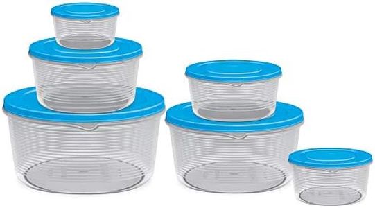 MILTON Store It Round Plastic Food Storage Container Set of 6 with Air Tight Lid (200ml, 400ml, 600ml, 1L, 2L & 3L) Fridge Boxes, Multipurpose Leakproof Box for Vegetable Snacks Kitchen Bowl, Blue