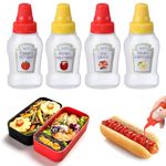 Prostuff.in® 2pcs 25ml Mini Condiment Squeeze Bottles Dispensers With Screw Cap For Ketchup/Honey/Salad/Soy Sauce Portable Storage Containers Jars Office School Multicolor