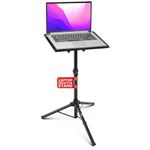 PYLE Universal Laptop Projector Tripod Stand- Computer, Book, DJ Equipment Holder Mount Height Adjustable Up to 35 Inches w/ 14'' x 11'' Plate Size- Perfect for Stage, Studio, Movies or Office use