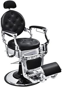 Costway Vintage Barber Chair, Reclined Salon Chair W/Hydraulic Pump, Adjustable Height & Headrest, Rotated Foot Pedal, Heavy-Duty Aluminum Alloy Frame, Tower Hook, Hairdressing Tattoo Spa Equipment