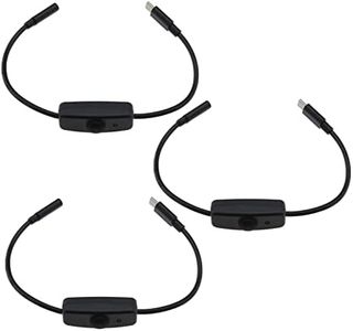 VGOL 3PCS Type-C Male to Female Switch Extension Cable with ON-Off Button Power Switch Cable for Phones Tablets USB Small Desk Lamp/Fan Power Supply 28cm 5V Black