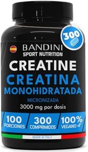 Bandini® Creatina Monohidratada 3000mg - 300 Comprimidos - Masa Muscular Aumento Rápido, Fuerza y Resistencia Física en Entrenos - Suplemento Deportivo Potenciador para Hombre, Muje - Vegano, Sin OGM