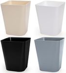 Lawei Set of 4 Plastic Small Trash Can - 1.6 Gallon Square Wastebasket Garbage Can for Home Kitchen Office Bathroom