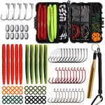 JSHANMEI Wacky Rig Fishing Worm Kit, Wacky Soft Bait Weedless Hook Jig Head Hook O-Rings Wacky Rig Tool Fishing Lures Tackle Box Kit