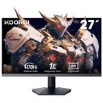 KOORUI 27 Inch Gaming Monitor QHD (2560 x 1440), 170 Hz, 1ms, DCI-P3 90% Color Gamut, Adaptive Sync, (HDMI, DisplayPort) Black GN03