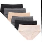 Hanes Big Tween Underwear, Seamless Girls Panties, Boyshort & Hipster, Assorted Colors, 6-Pack, Ivory/Beige/Grey/Black-6 Pack, Large