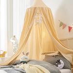 Bunnikins & Clover Bed Canopy for Girls Boys Bedroom Decor, Round Dome Mosquito Net for Baby Crib, Nook Castle Game Tent Nursery Decoration for Child, Play or Reading (Pale Yellow)