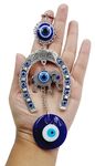 ARTISKRITI Evil Eye Hanging for Home Entrance, Car Mirror, House Door Decoration, Horseshoe with Elephant Nazar Battu for Home Protection, Good Luck Charm (Horseshoe with Elephant)