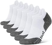 Closemate Mens Ankle Socks 6 Pairs White Low Cut Athletic Socks Cotton Cushioned Tab Non-Slip Breathable Sport Running Socks(6 White, Size L)