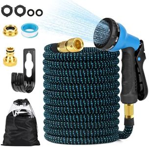 Vankarr Tuyau Arrosage Extensible 30m Raccord de Robinet 1/2 et 3/4, Tête de Pulvérisation avec 8 Fonctions, avec Sac de Rangement, Support de Tuyau pour Jardin, Camping-Car, Camping (Bleu)
