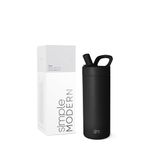 Simple Modern Kids Water Bottle with Straw lid | Insulated Stainless Steel Thermos | Reusable Travel Water Bottles for School & Sports | Leak Proof & BPA Free | Mesa Collection | 16oz, Midnight Black