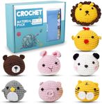 8Pcs Beginner Crochet Kit, 2024 New Animal Crochet Knitting Kit with Step-by-Step Video, Ergonomic Adorable Animal Crochet Starter Pack with Yarn Stuffing,Keychain, DIY Crochet Craft Kit for Adults Kids(8Pcs)