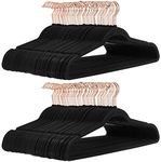 Amazon Basics Slim, Velvet, Non-Slip Suit Clothes Hangers, Black/Rose Gold - Pack of 100