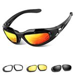 BELINOUS BELINOUS Polarized Motorcycle Riding Glasses, Tactical Glasses w/Black Frame 4 Lens Kit Copper Smoke Clear Yellow for Sports Outdoor Activities Cycling Hiking Climbing Skiing Hunting Fishing