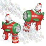 Skyour Christmas Bubble Gun Machine for Kids, 7000+ Bubbles Per Min Machine with 1 Bubble Solutions Gifts for 3 4 5 6 7 8 Year Old Toddlers Girls Boys Bubble Machine (2 Pack)