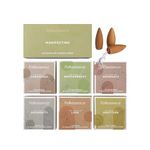 Folkulture Backflow Incense Cones for Waterfall, Set of 6 Waterfall Incense Cones Scented - Frankincense, Coffee Arabica, Aqua Breeze, Mint & Basil, Lavender, Green Tea inscents-Cones (Manifesting)