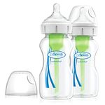 Dr Brown's Natural Flow Anti-Colic Options+ Wide-Neck Baby Bottle, 9oz/270ml, with Level 1 Teat, 2-Pack