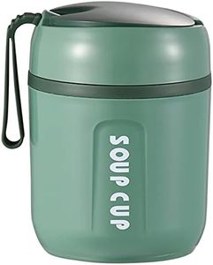 Fulasun Insulated Food Flask - 16oz/480ML Stainless Steel Jar Vacuum Lunch Thermos Bento Box Containers Soup Cup Protable Leak Proof Thermal Soup Bowl with Foldable Spoon (Green)