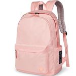 HAMUNI School Backpack Girls Boys College Rucksack Unisex Classic Lightweight Casual Daypack College Travel Business Work Bag for Men Women fits 15.6 Inch Laptop (Pink)