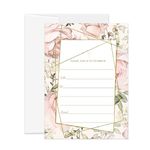 Rose Gold Baptism Invitations with Envelopes (25 Pack) Invites for Girls Baptismal Dedication Naming Ceremony Babies Adults Christening 5x7 Fill-In Blank Card Set