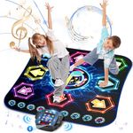 Dance Mat, 2024 Light Up 8-Button Dance Pad with Wireless Bluetooth, Upgraded Flowing Light Control System with Stands, Kids Toys Music Games Birthday for 3-12 Year Old Boys Girls