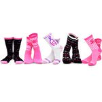 TeeHee Women Breast Cancer Awareness Cotton Crew Socks 5 Pair Special October (Love and Pink Ribbon)