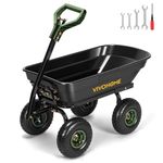 VIVOHOME 4 Cu.Ft 660lbs Wheelbarrow Garden Cart Dump Wagon with 2-in-1 Convertible Handle Attach to ATV or Tractor, 10" All Terrain Wheels, Quick Release System, Heavy Duty Utility Trailer for Yard