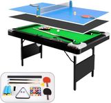 3 in 1 Pool Table, 5.5FT Billiard Tables, Multifunctional Foldable Pool Table Set, 5.5FT Pool Table for Family Party Indoor Game, Play Room