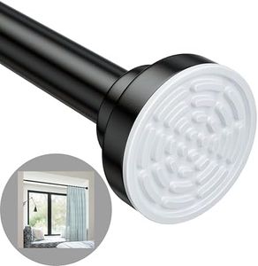 JIALTO Adjustable Bathroom Shower Curtain Rod 100 To 190 Cm Extendable Shower Tension Rod | Without Drill for Wall Anti-Skid Spring Pull Door | Telescopic Shower Curtain Stand (BLACK - 1 Pcs)