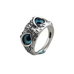 PULABO Fashion 925 Silver Blue Eye Owl Ring Women Jewelry Gift Animal Rings Adjustable popular