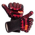 Black Rock Grill Fire & Heat Resistant Gloves 500C/932F – 28 cm Silicone Oven Mitts with Fingers- Gloves For Bbq,Fireplace, Lava Stones Welding, Pot Holder, Air Fryer & Wood Burner – (Medium)