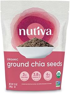 Nutiva Organic Premium Raw Ground Chia Seeds, 12 Oz, USDA Organic, Non-GMO, Whole 30 Approved, Vegan, Gluten-No & Keto, Nutrient-Dense Seeds with 3g Protein & 5g Fiber for Salads, Yogurt & Smoothies