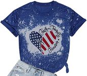 UNIQUEONE Women American Flag Print Shirts Faith Family Freedom Short Sleeve Shirt Vintage Bleached T-Shirt