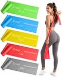 Renoj Pilates Flexbands, 5-Pack Latex-Free Resistance Bands Set – Exercise Bands for Pilates, Yoga, Stretching & Physical Therapy | Home Gym Equipment for Women & Men