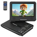 9.5" Portable DVD Player for Kids and Car with 7.5" Swivel Screen, 4-6 Hours Working Time, Car DVD Player with Dual Speakers, Remote Control, Support Sync TV, Region Free USB/SD/AV, Glossy Black