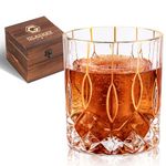 GLASKEY Crystal Whiskey Glass 11 oz,Unique Dad Gift in Valued Wooden Box,Gold Rimmed Whiskey Glasses for Him Dad Husband Uncle,Bourbon Glass for Birthday Wedding Anniversary Holidays Decoration