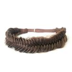 BOBIYA Wide Fishtail Synthetic Hair Braided Headband Classic Chunky Plaited Braids Elastic Stretch Hairpiece Women Girl (Dark Brown)