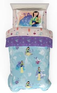Franco Disney Princess Mulan Kids Bedding Super Soft Microfiber Comforter and Sheet Set, 4 Piece Twin Size, (Official Licensed Product)