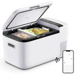 ICECO GO20 Dual Zone Portable Refrigerator, Separate Control, 21 Quart/20 Liter, DC & AC, 0℉ to 50℉, with Danfoss Compressor, Mini Fridge Cooler Refrigerator for Outdoor, Home Use, White