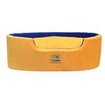 CozyPaws Velvet Dog Bed Washable Cat Beds for Indoor Cats and Puppy, Dog Bed Sofa for Dogs, Gift for Dogs and Cats (XXL, Yellow & Blue)