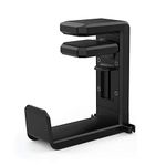 EURPMASK Headphone Stand Earphone Desk Hanger PC Gaming Headset Stand Hook Holder Spring-loaded Clamp Soft Rubber Cable Clip 360 Degree Swivel Built in Cable Clip Organizer - Black