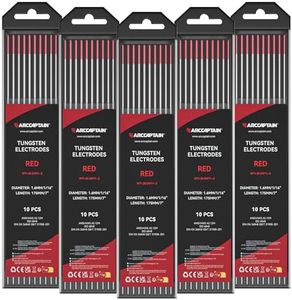 ARCCAPTAIN TIG Welding Tungsten Electrode 10-Pack 1/16"x 7"(Red - 2% Thoriated, WT20/EWth-2) X 5 Pcs