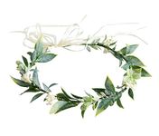 DDazzling Green Leaf Floral Crown Eucalyptus Flower Women Girls Headband Flower Headpiece Bridal Halo Photo Prop