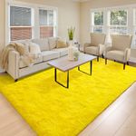 BENRON 5x8 Ft Yellow Fluffy Shag Rugs for Living Kids Girls Boys Nursery Room, Ultra Soft Bright Yellow Area Rugs Christmas Decor