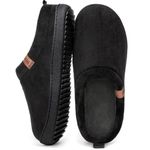MERRIMAC Men's Slip-on Slippers Comfy Memory Foam Non-slip Indoor House Shoes Dark Black,9/10 UK